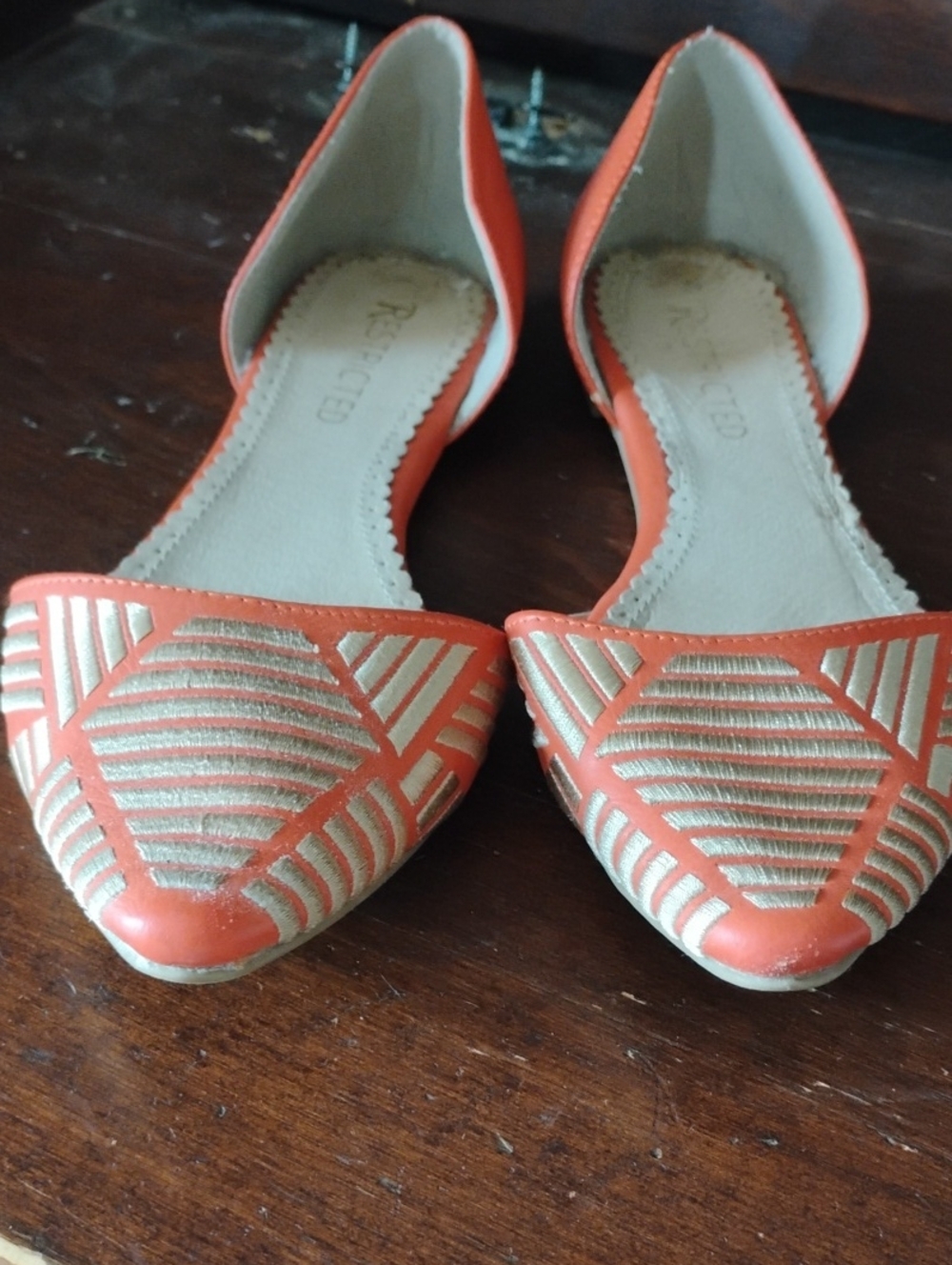 Restricted Coral and Gold D'Orsay Flats